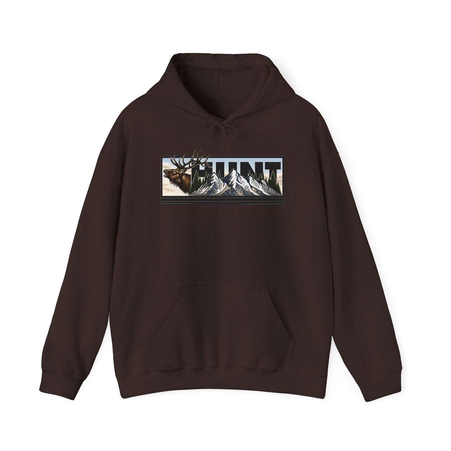 Hunt Elk Mountain Hoodie — Outdoor Hunting Graphic Sweatshirt