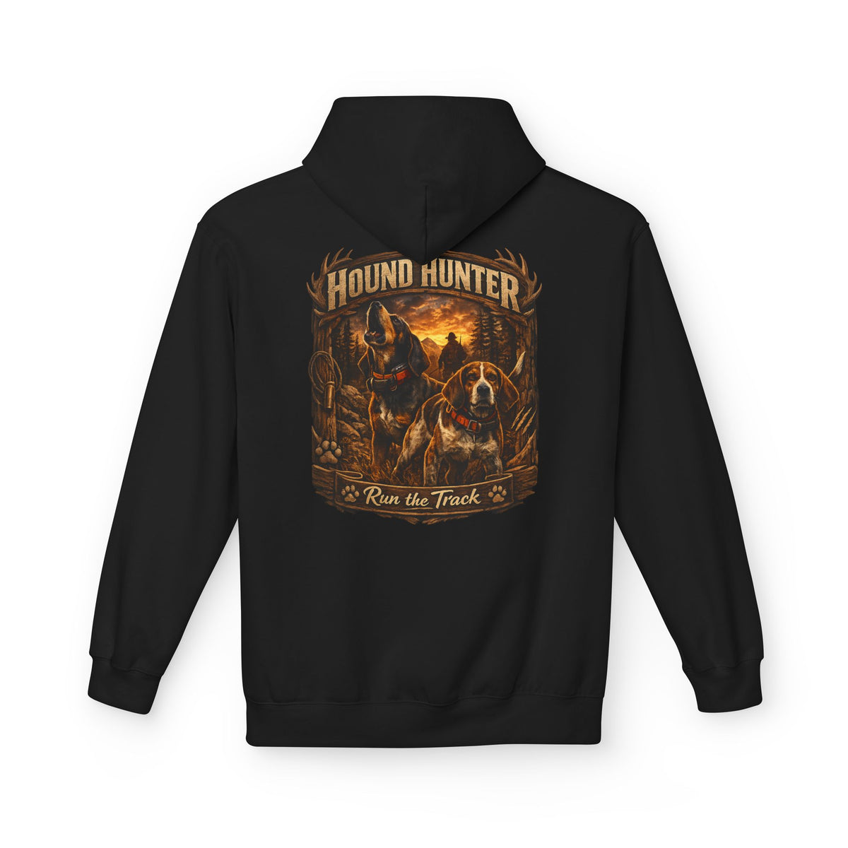 Hound Hunter Hoodie – Rustic Hunting Dog Graphic Sweatshirt