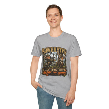 Bowhunter T-Shirt — "Stalk • Draw • Miss • Blame The Wind" Hunting Graphic Tee