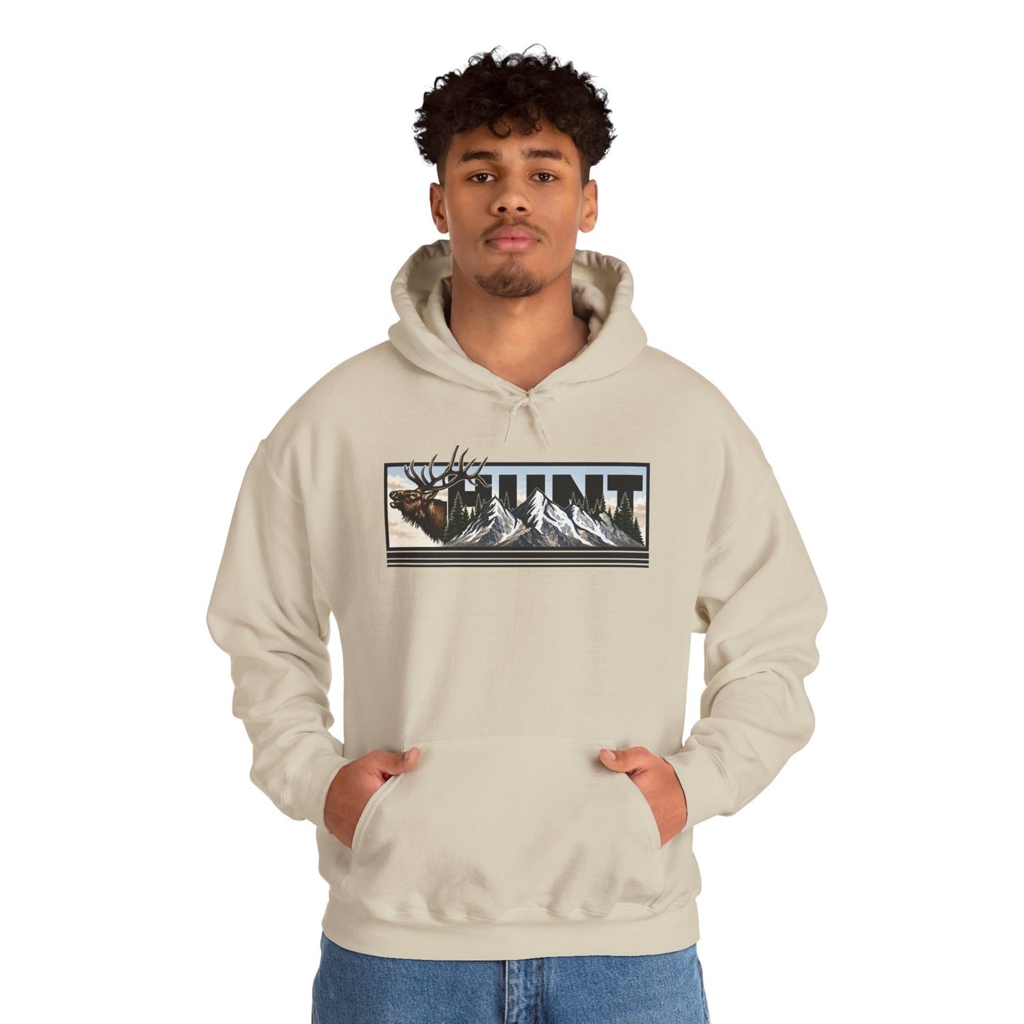 Hunt Elk Mountain Hoodie — Outdoor Hunting Graphic Sweatshirt