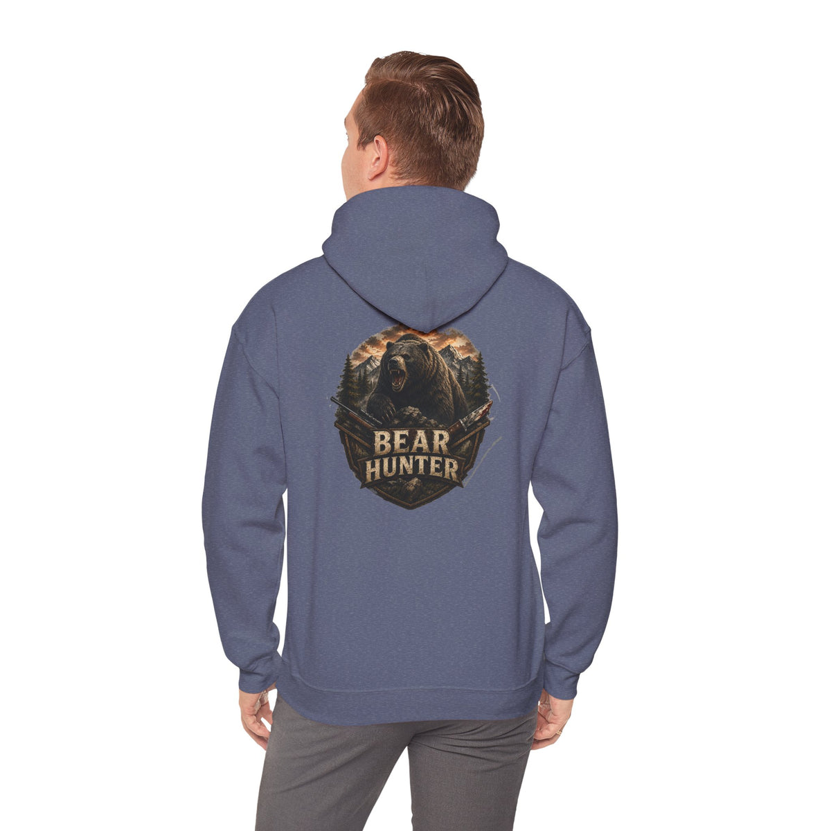Bear Hunter Hoodie — Rustic Wildlife Hunting Graphic Sweatshirt