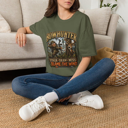 Bowhunter T-Shirt — "Stalk • Draw • Miss • Blame The Wind" Hunting Graphic Tee