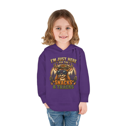 Toddler Hoodie — "I'm Just Here for the Snacks & Tracks" Cute Deer Pullover