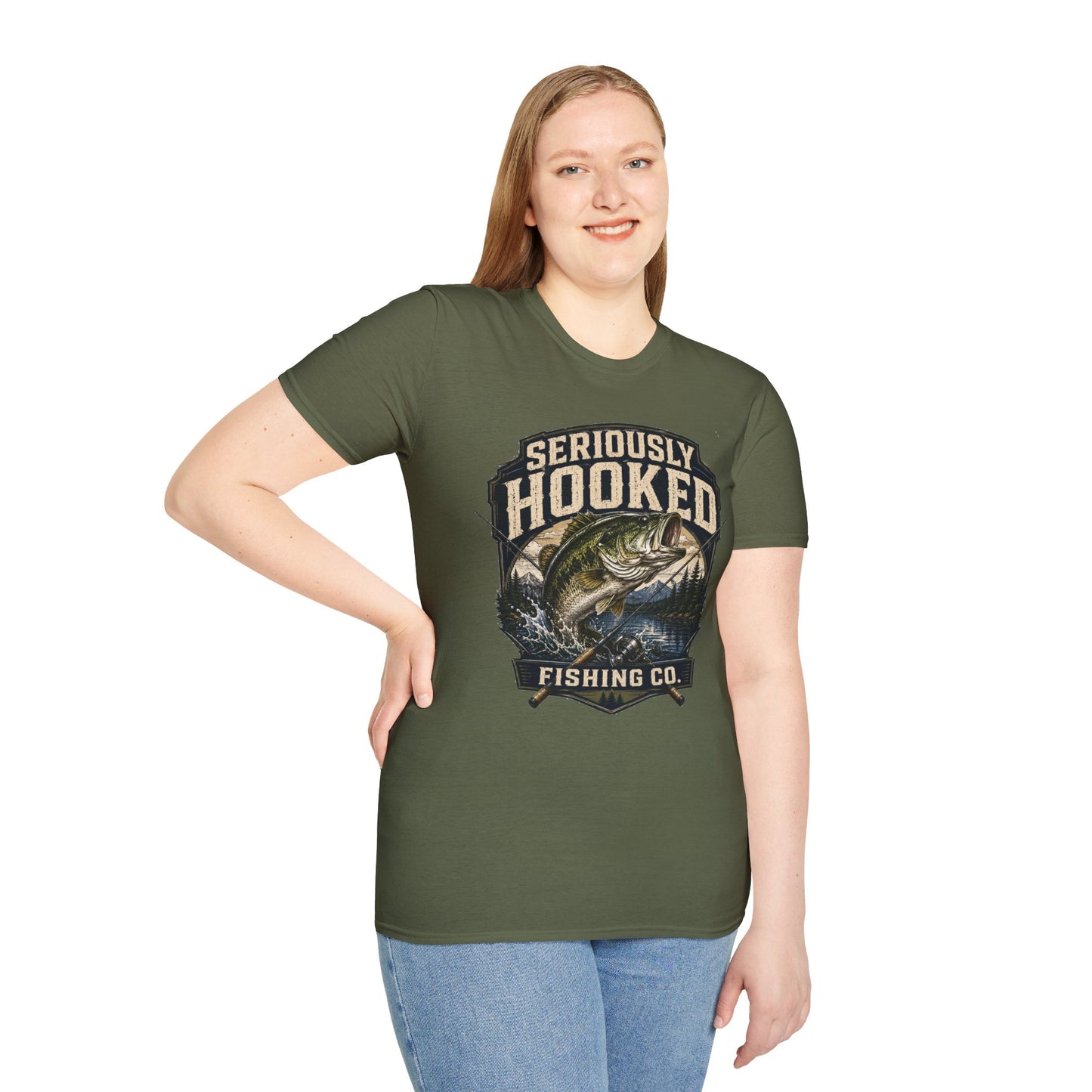 Seriously Hooked Fishing T-Shirt — Bass Angler Graphic Tee