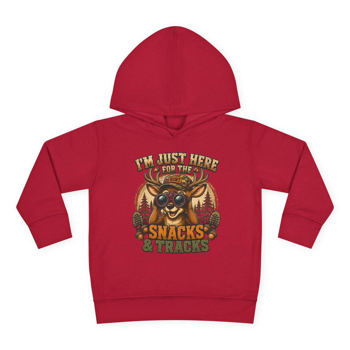 Toddler Hoodie — "I'm Just Here for the Snacks & Tracks" Cute Deer Pullover