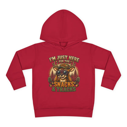 Toddler Hoodie — "I'm Just Here for the Snacks & Tracks" Cute Deer Pullover