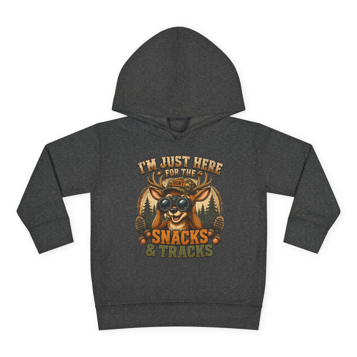 Toddler Hoodie — "I'm Just Here for the Snacks & Tracks" Cute Deer Pullover