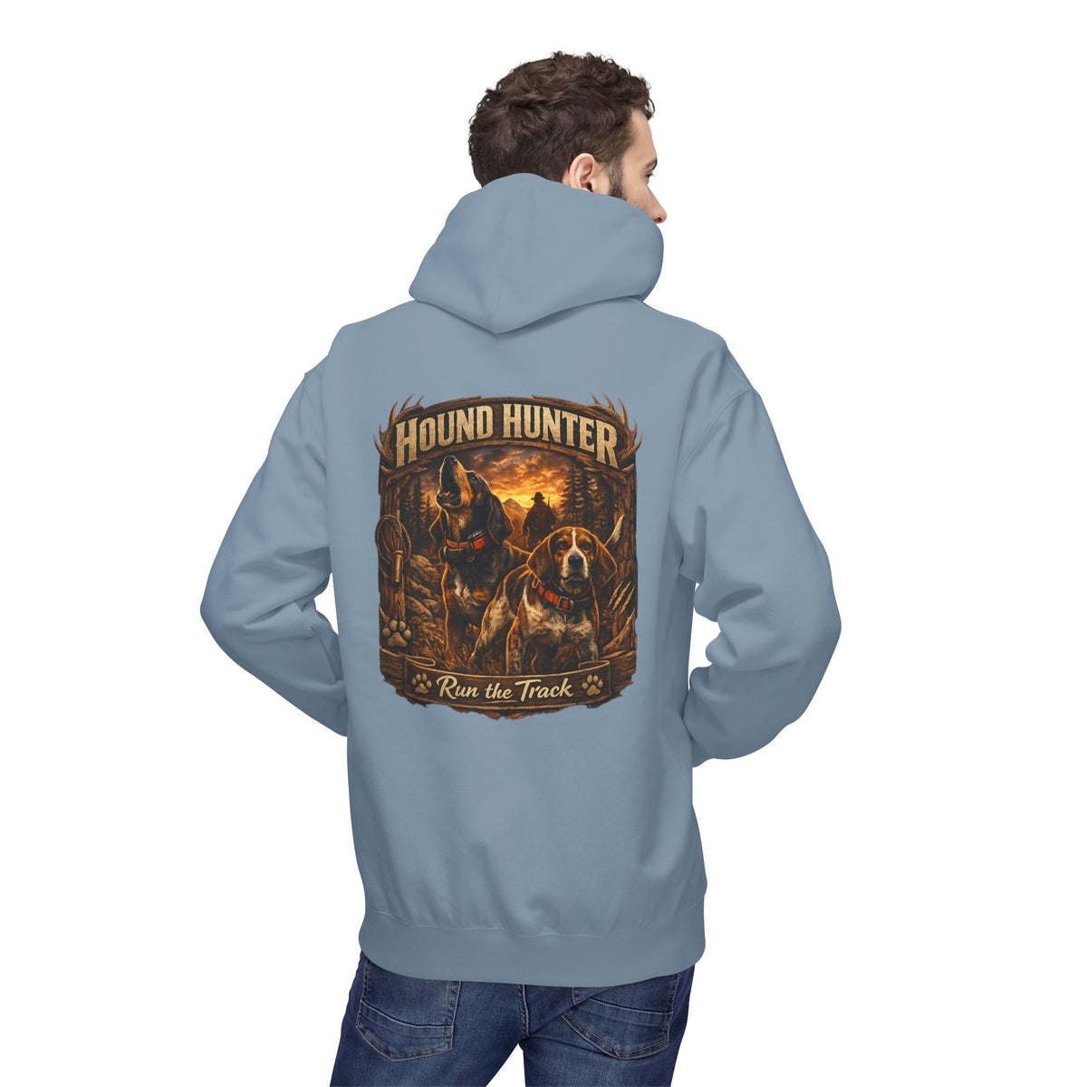 Hound Hunter Hoodie – Rustic Hunting Dog Graphic Sweatshirt