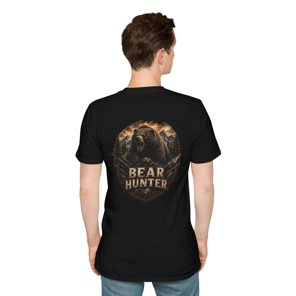 Bear hunter T‑Shirt — Retro Distressed Graphic Tee