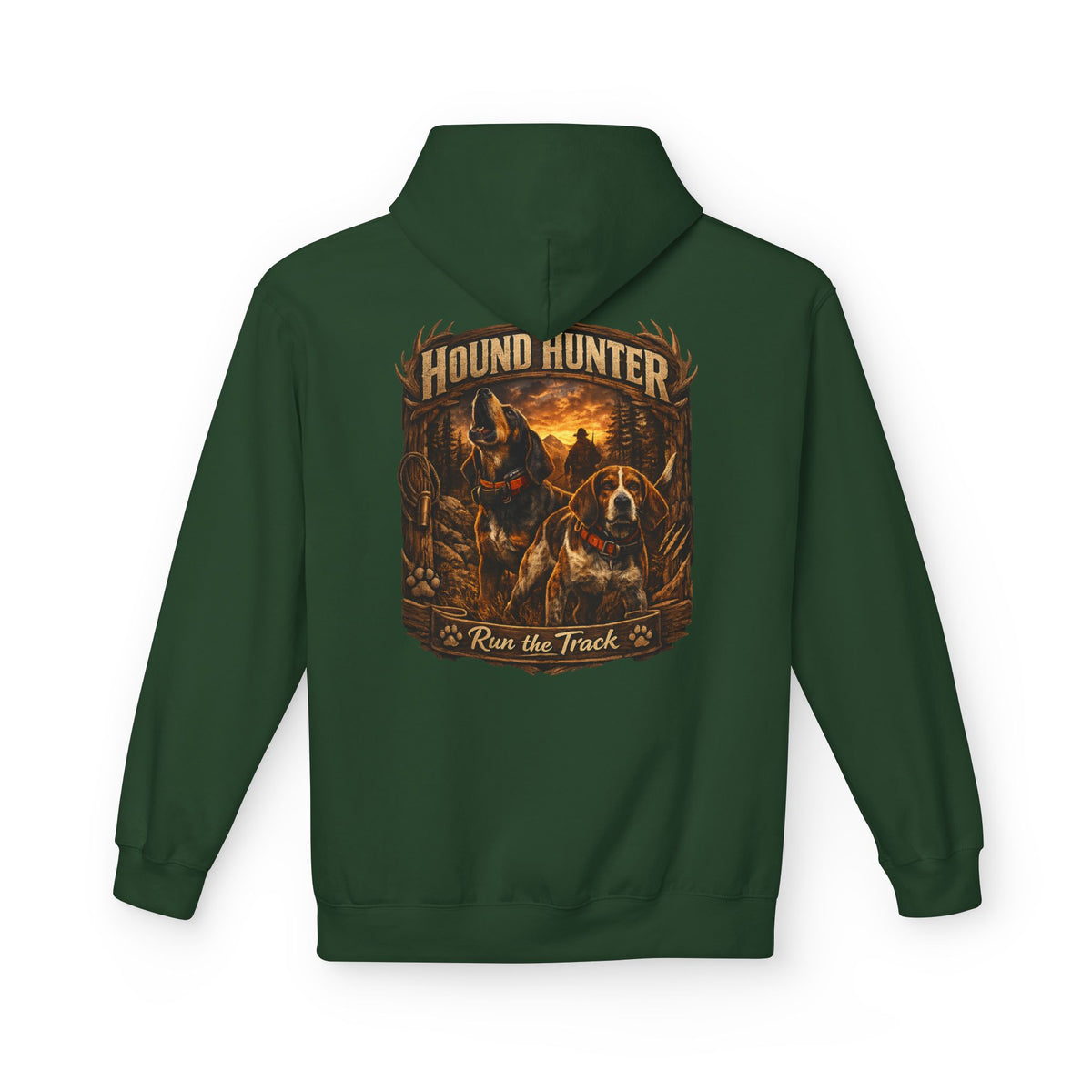 Hound Hunter Hoodie – Rustic Hunting Dog Graphic Sweatshirt