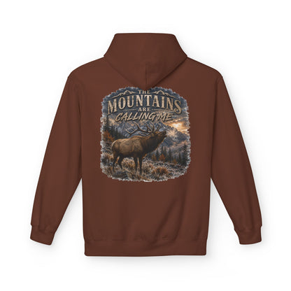 Mountain Calling Hoodie — 'Mountains Are Calling Me' Elk Graphic