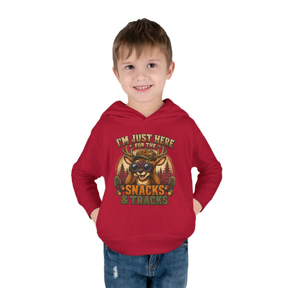 Toddler Hoodie — "I'm Just Here for the Snacks & Tracks" Cute Deer Pullover