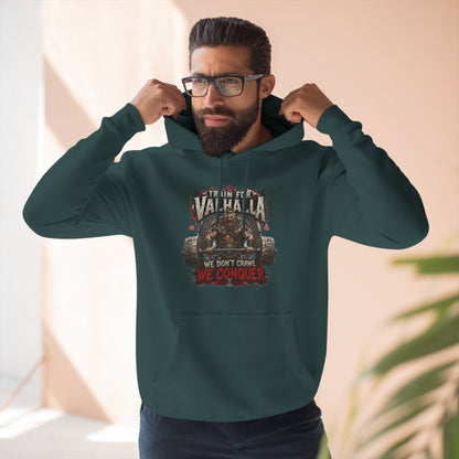 Valhalla don't crawl conquer , Three-Panel Fleece Hoodie | We Don't Pray We Conquer
