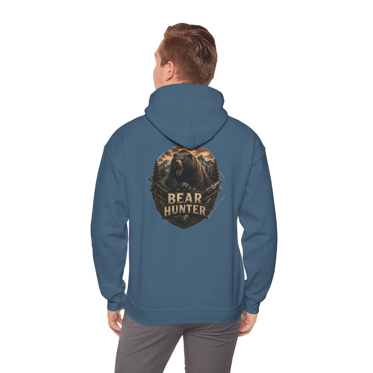 Bear Hunter Hoodie — Rustic Wildlife Hunting Graphic Sweatshirt