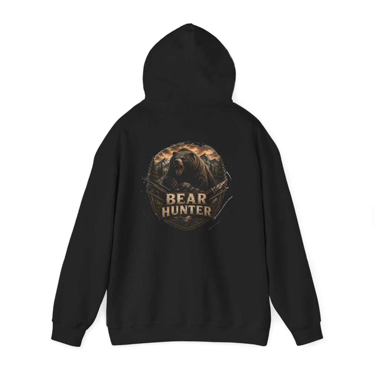 Bear Hunter Hoodie — Rustic Wildlife Hunting Graphic Sweatshirt