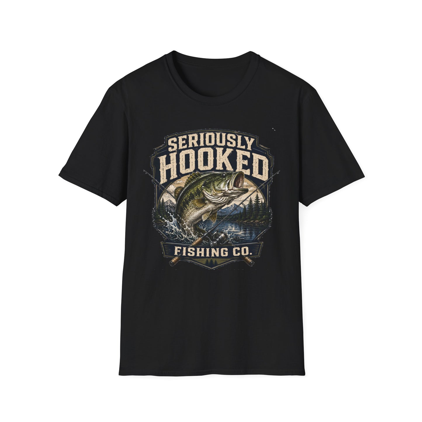 Seriously Hooked Fishing T-Shirt — Bass Angler Graphic Tee