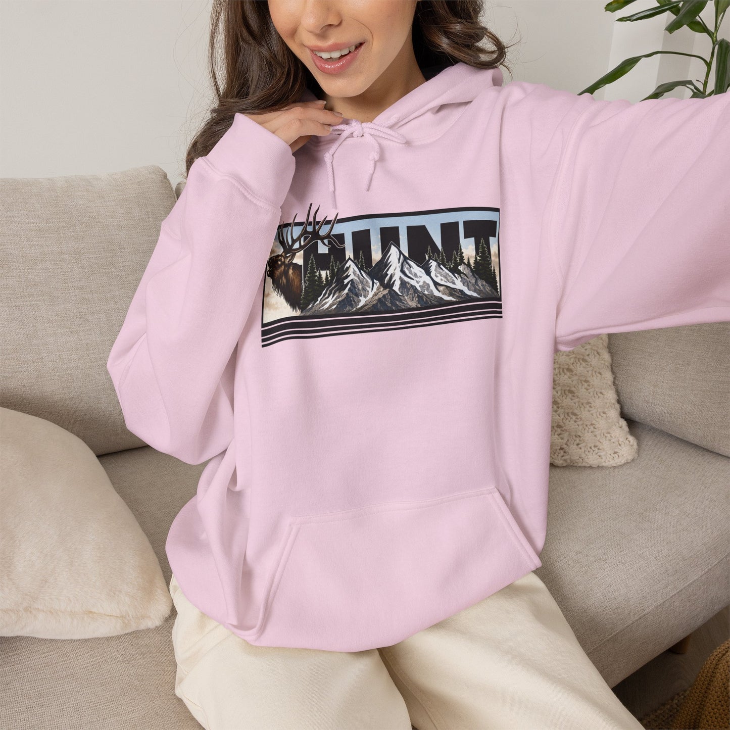 Hunt Elk Mountain Hoodie — Outdoor Hunting Graphic Sweatshirt