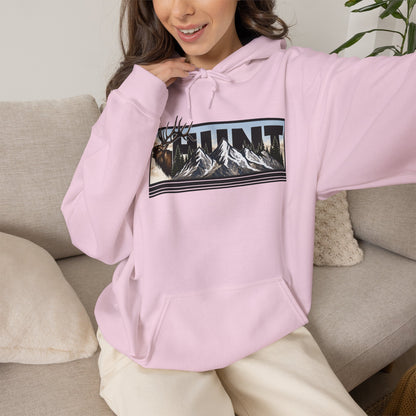 Hunt Elk Mountain Hoodie — Outdoor Hunting Graphic Sweatshirt