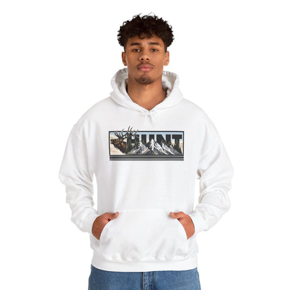 Hunt Elk Mountain Hoodie — Outdoor Hunting Graphic Sweatshirt