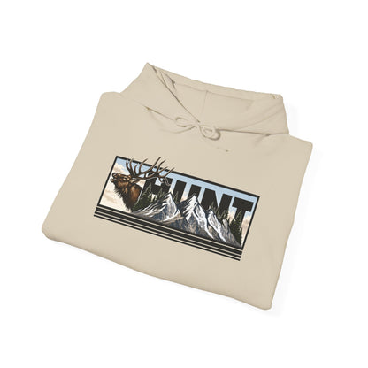Hunt Elk Mountain Hoodie — Outdoor Hunting Graphic Sweatshirt