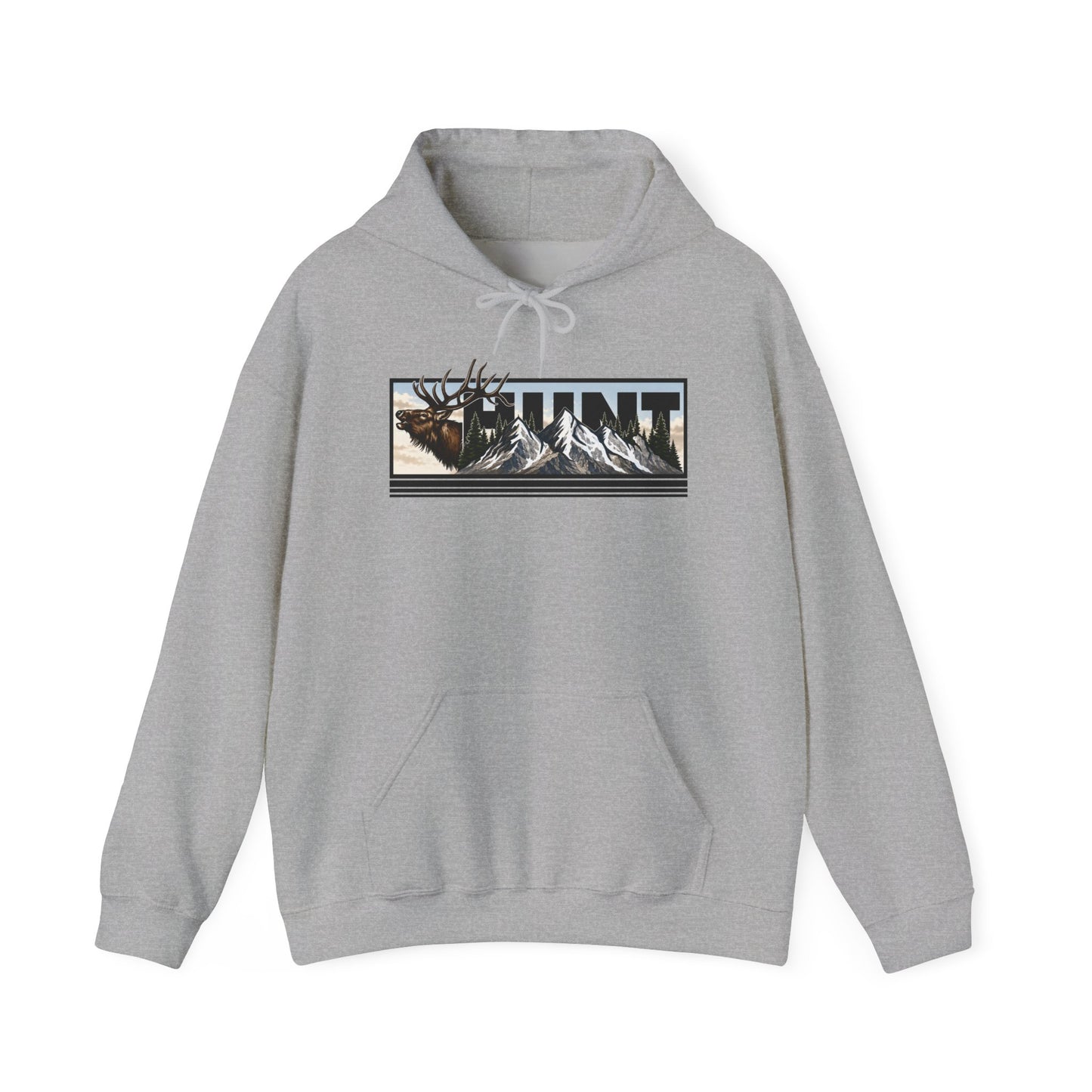 Hunt Elk Mountain Hoodie — Outdoor Hunting Graphic Sweatshirt