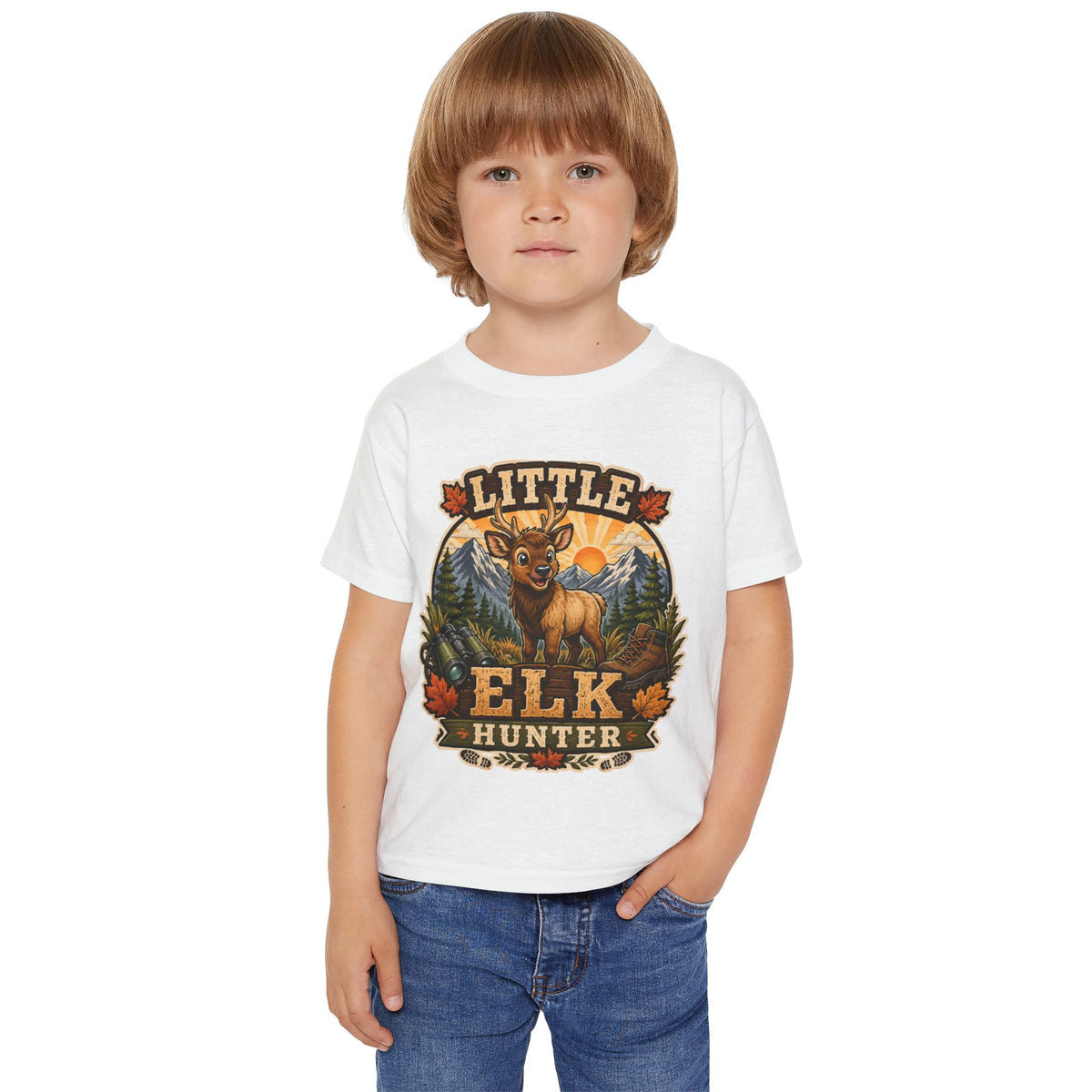 Little Elk Hunter Toddler T-Shirt — Cute Forest Animal Baby Tee
