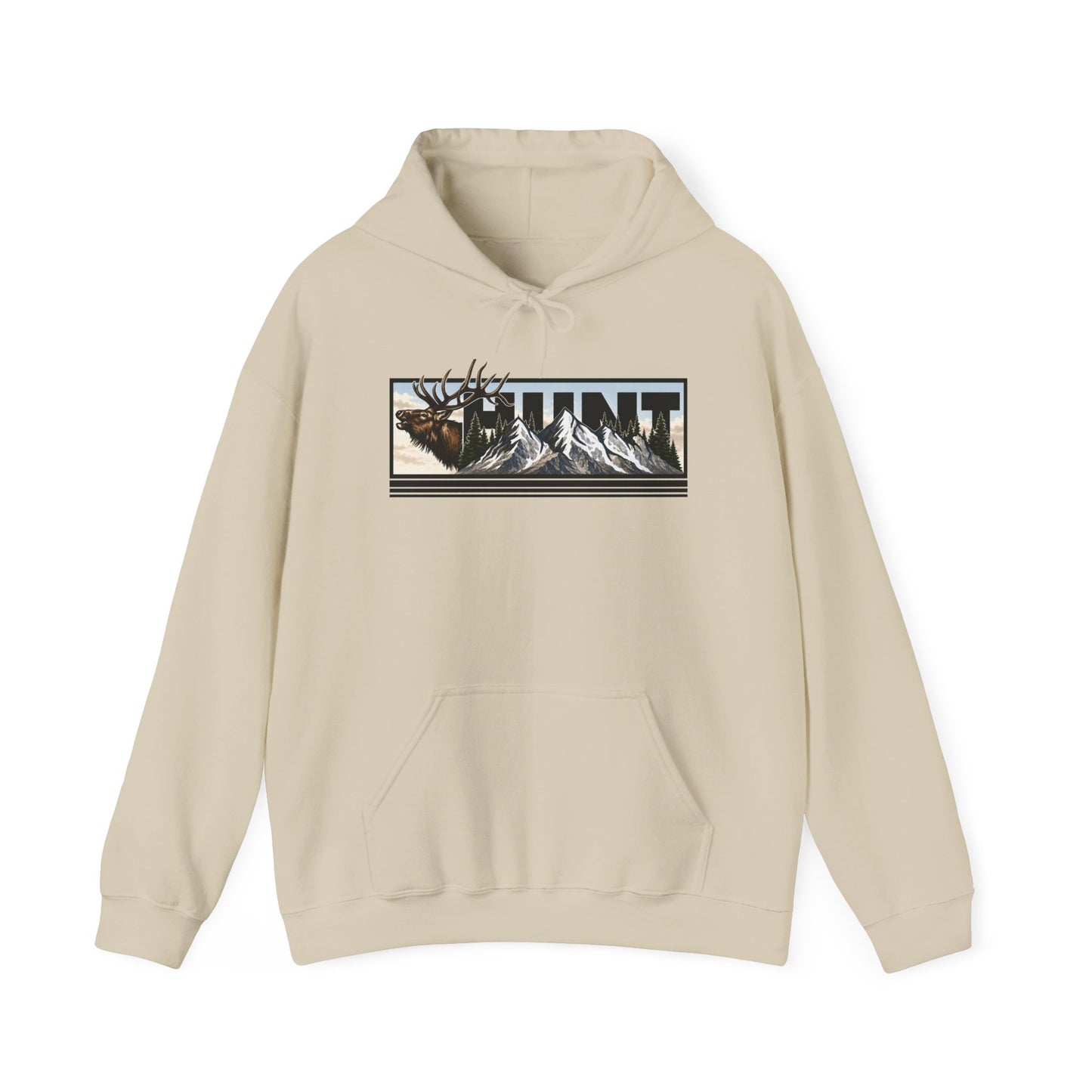 Hunt Elk Mountain Hoodie — Outdoor Hunting Graphic Sweatshirt