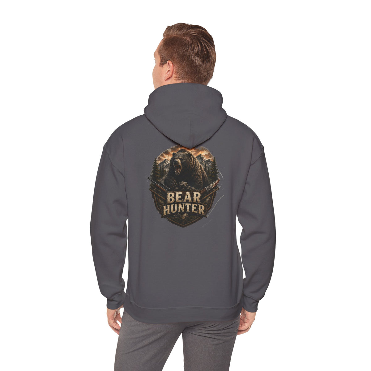 Bear Hunter Hoodie — Rustic Wildlife Hunting Graphic Sweatshirt