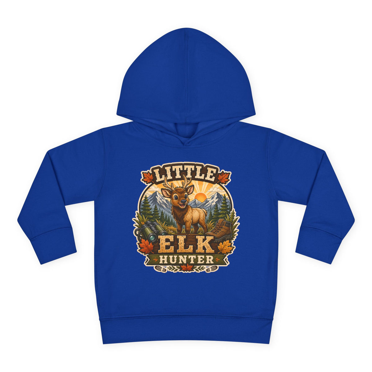 Toddler Hoodie – "Little Elk Hunter" Cute Woodland Animal Pullover for Kids