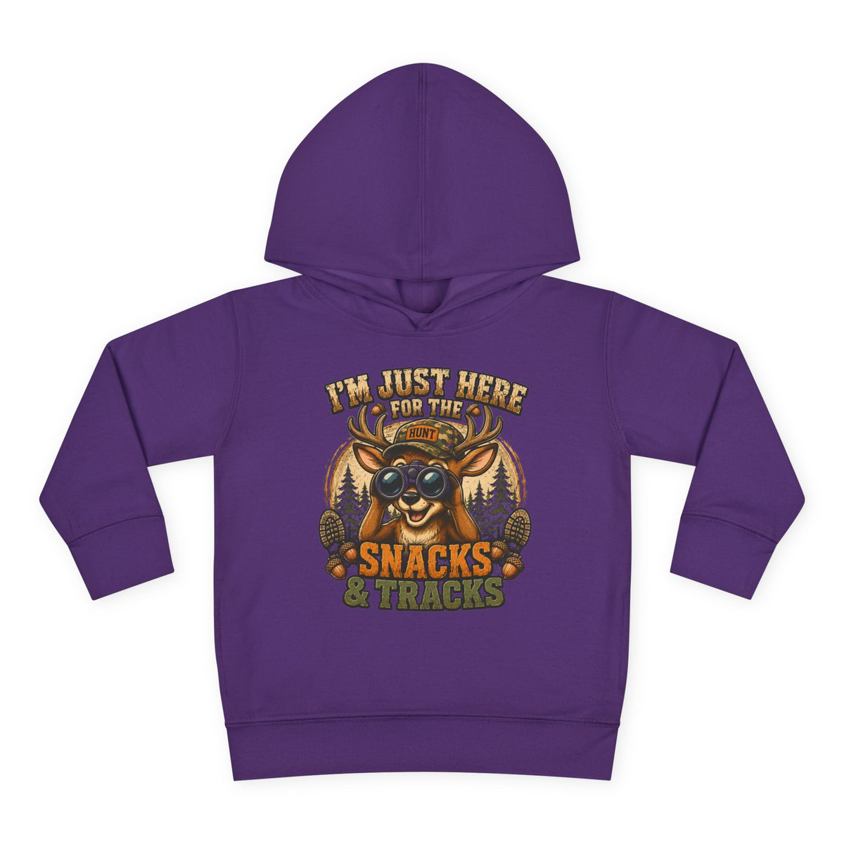 Toddler Hoodie — "I'm Just Here for the Snacks & Tracks" Cute Deer Pullover