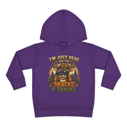 Toddler Hoodie — "I'm Just Here for the Snacks & Tracks" Cute Deer Pullover