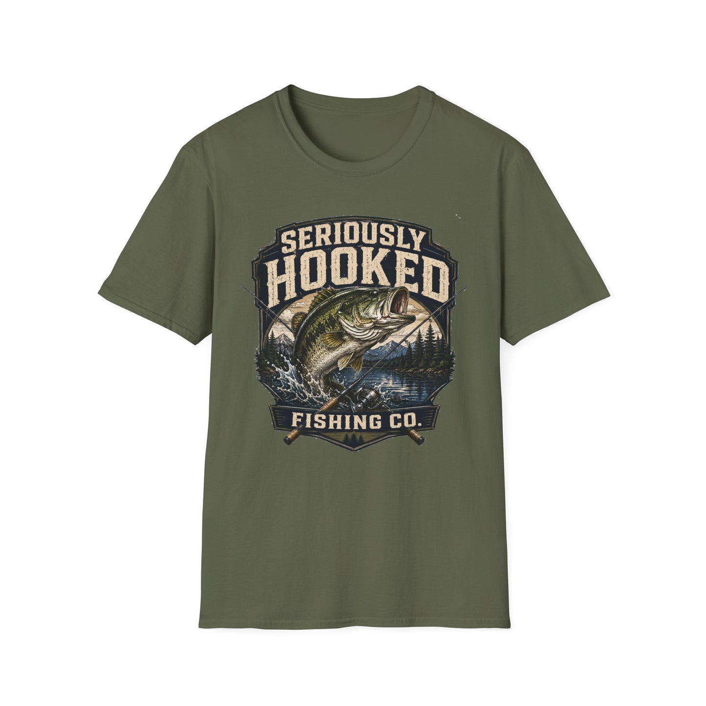 Seriously Hooked Fishing T-Shirt — Bass Angler Graphic Tee