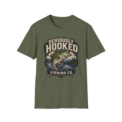 Seriously Hooked Fishing T-Shirt — Bass Angler Graphic Tee