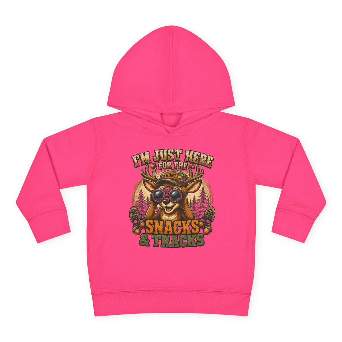 Toddler Hoodie — "I'm Just Here for the Snacks & Tracks" Cute Deer Pullover