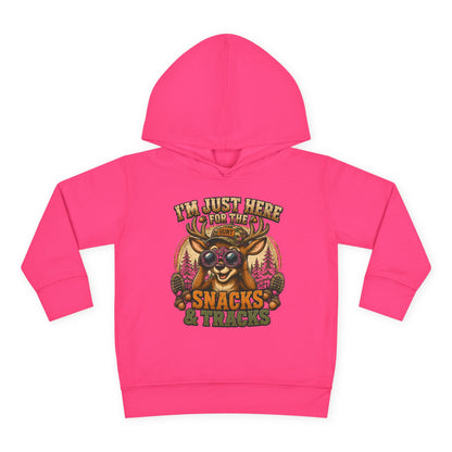 Toddler Hoodie — "I'm Just Here for the Snacks & Tracks" Cute Deer Pullover