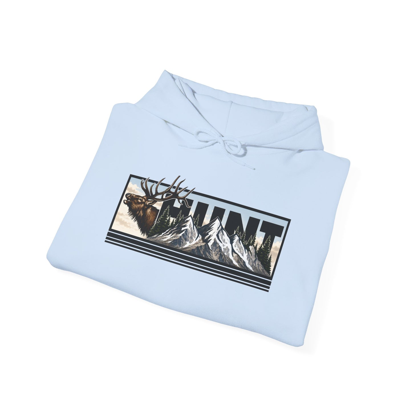 Hunt Elk Mountain Hoodie — Outdoor Hunting Graphic Sweatshirt