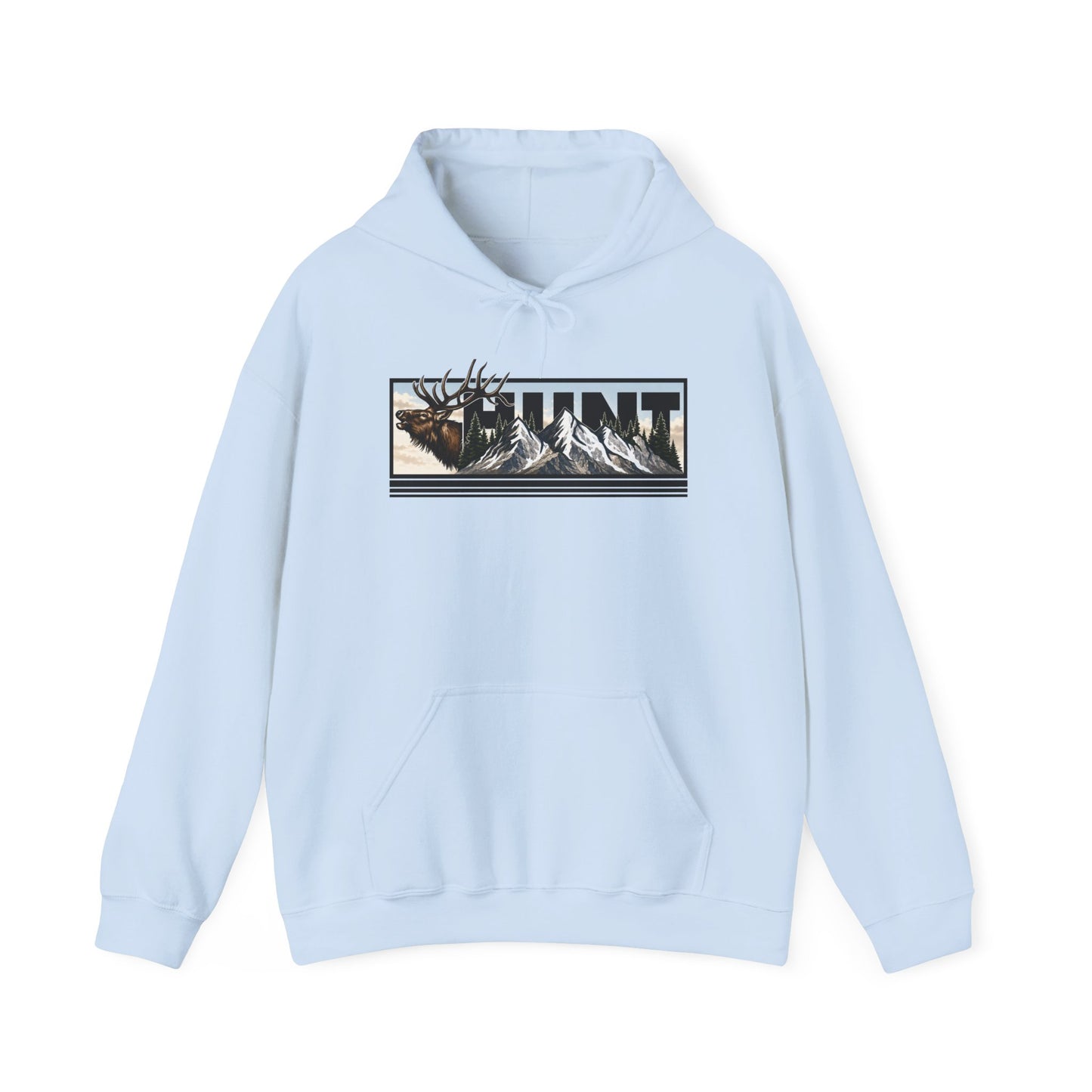 Hunt Elk Mountain Hoodie — Outdoor Hunting Graphic Sweatshirt