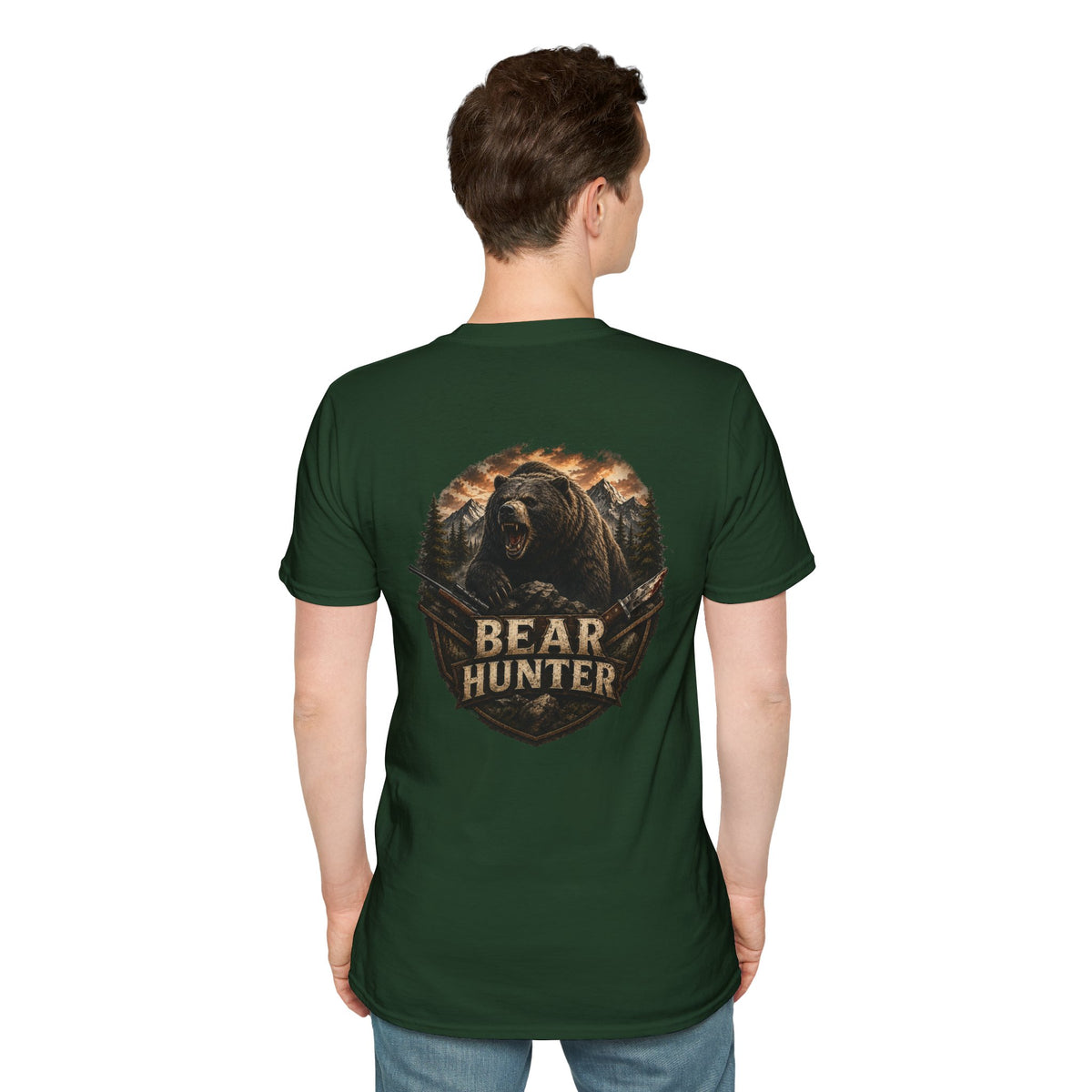 Bear hunter T‑Shirt — Retro Distressed Graphic Tee