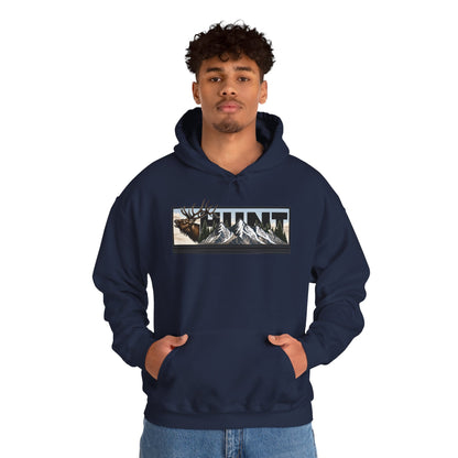 Hunt Elk Mountain Hoodie — Outdoor Hunting Graphic Sweatshirt