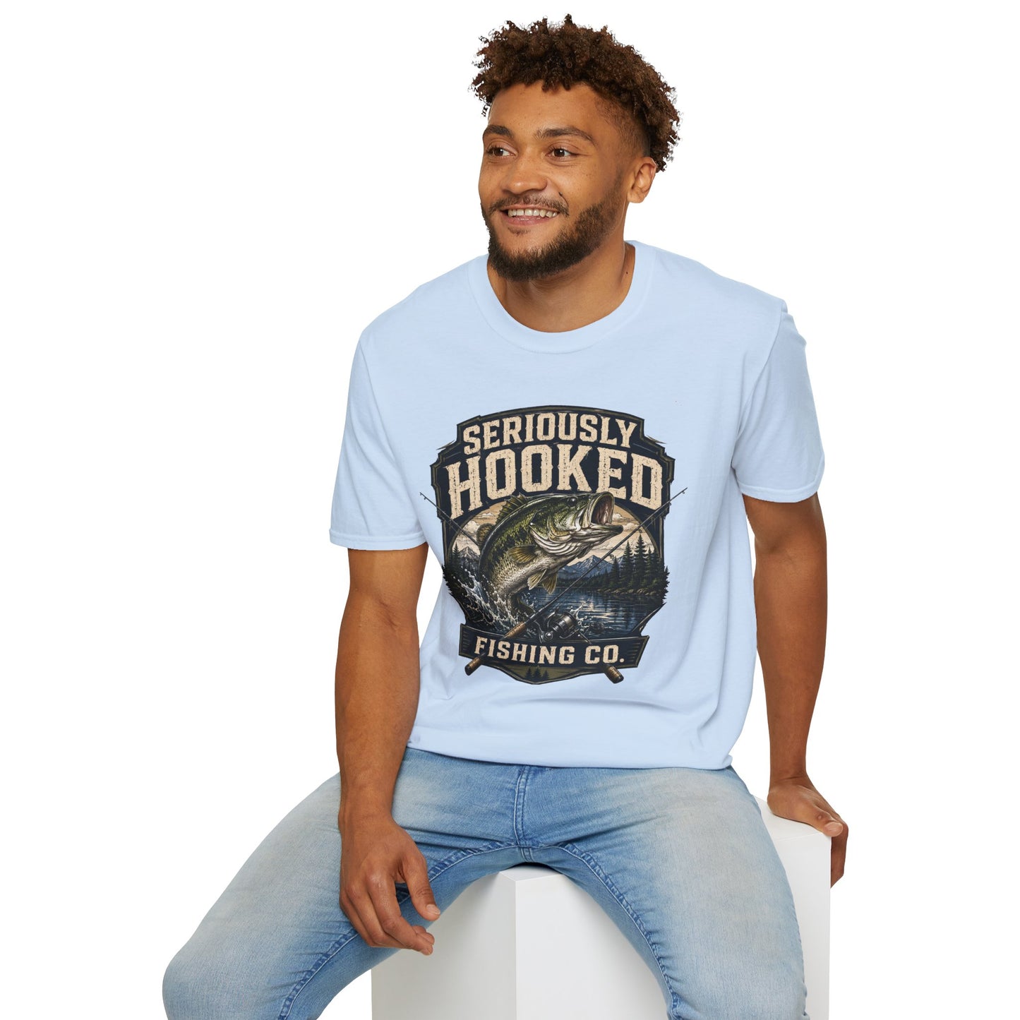 Seriously Hooked Fishing T-Shirt — Bass Angler Graphic Tee