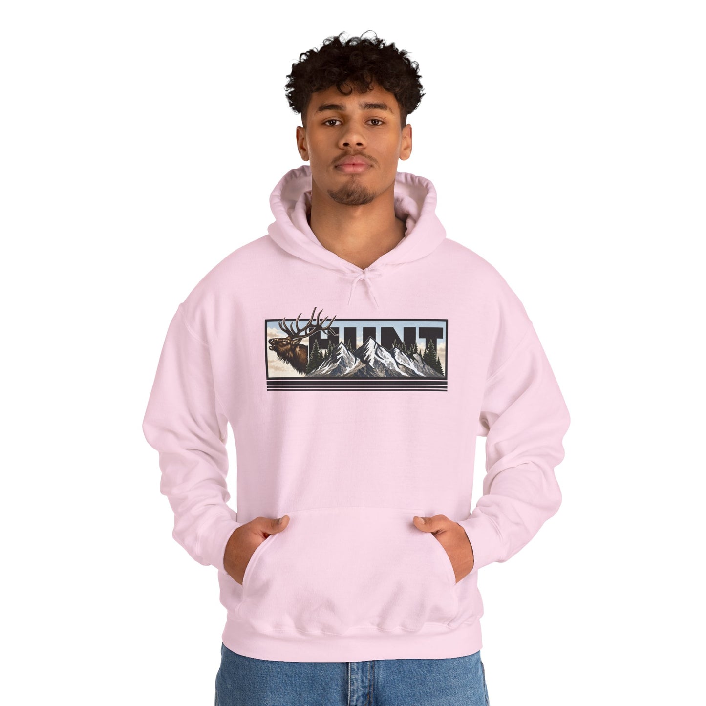 Hunt Elk Mountain Hoodie — Outdoor Hunting Graphic Sweatshirt