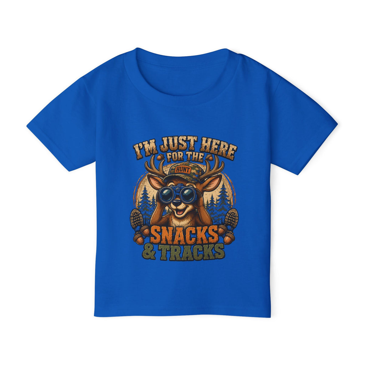 Toddler T-Shirt — "I'm Just Here for the Snacks & Tracks" Cute Deer Camping Shirt