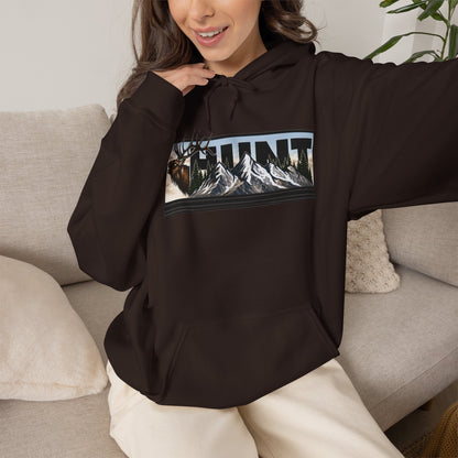 Hunt Elk Mountain Hoodie — Outdoor Hunting Graphic Sweatshirt