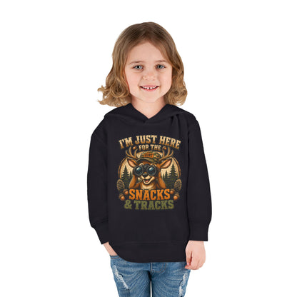 Toddler Hoodie — "I'm Just Here for the Snacks & Tracks" Cute Deer Pullover