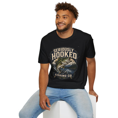 Seriously Hooked Fishing T-Shirt — Bass Angler Graphic Tee