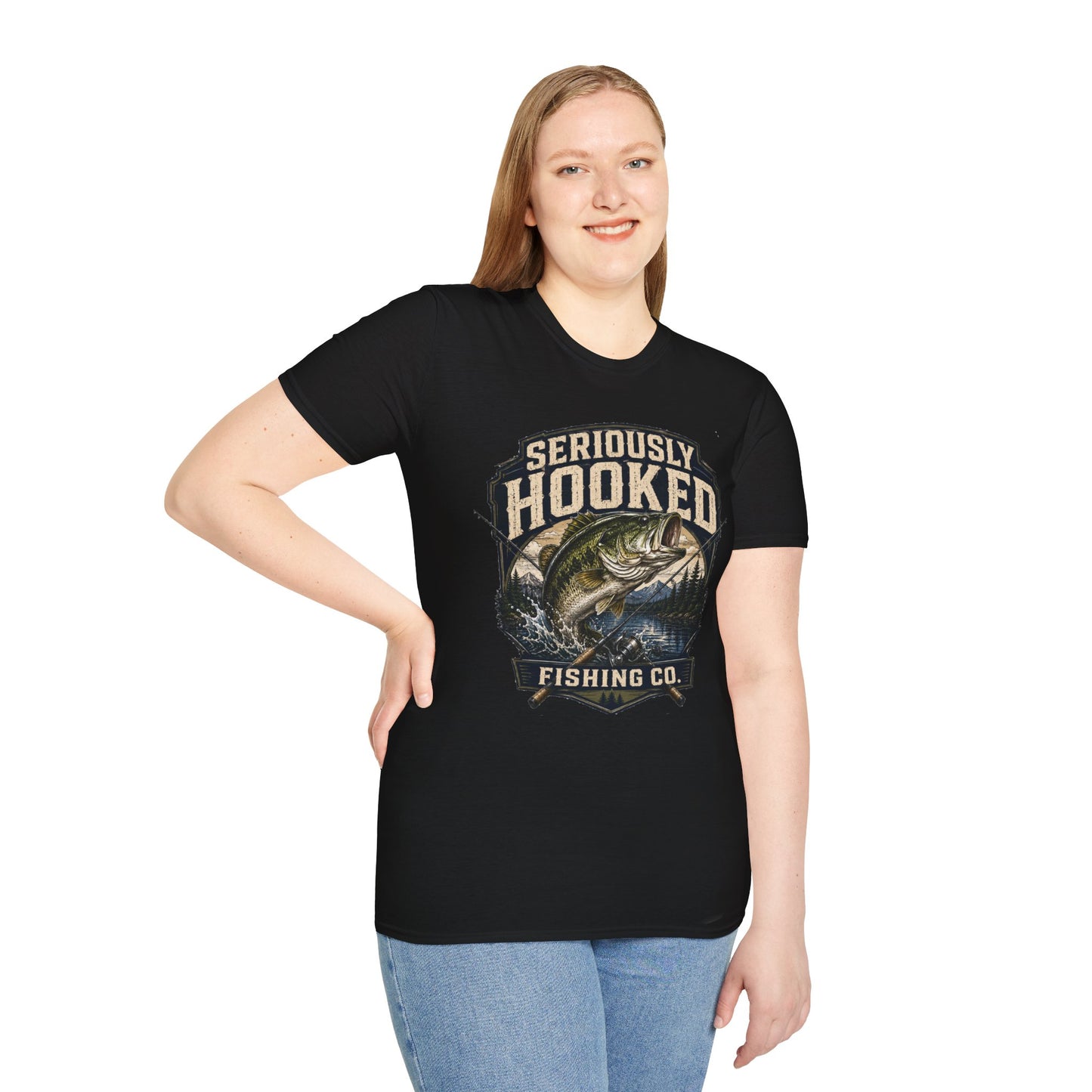 Seriously Hooked Fishing T-Shirt — Bass Angler Graphic Tee