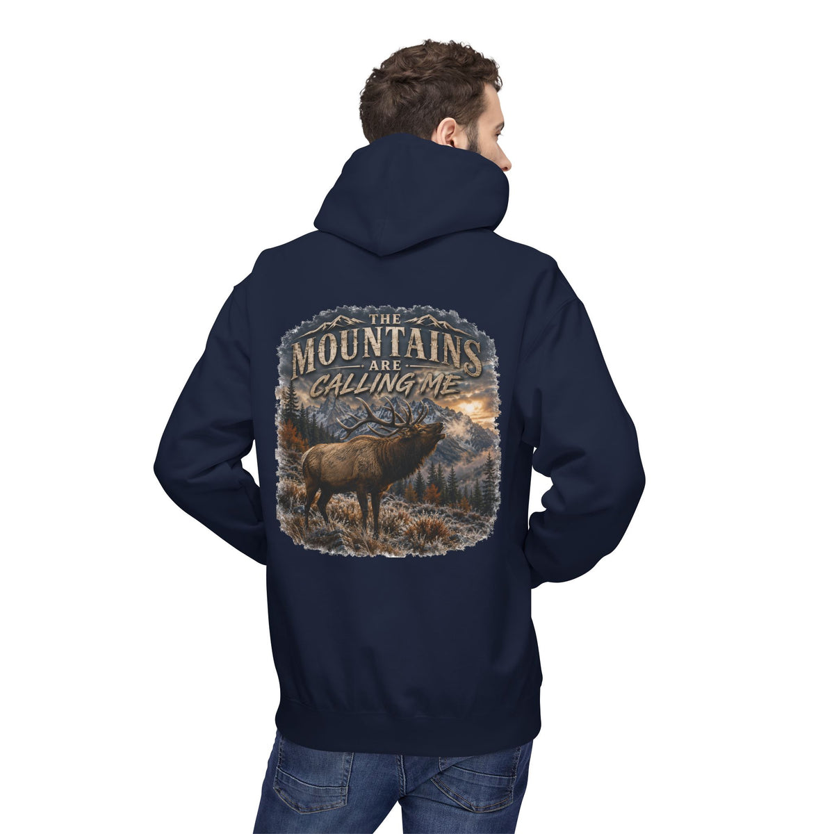 Mountain Calling Hoodie — 'Mountains Are Calling Me' Elk Graphic