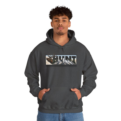 Hunt Elk Mountain Hoodie — Outdoor Hunting Graphic Sweatshirt