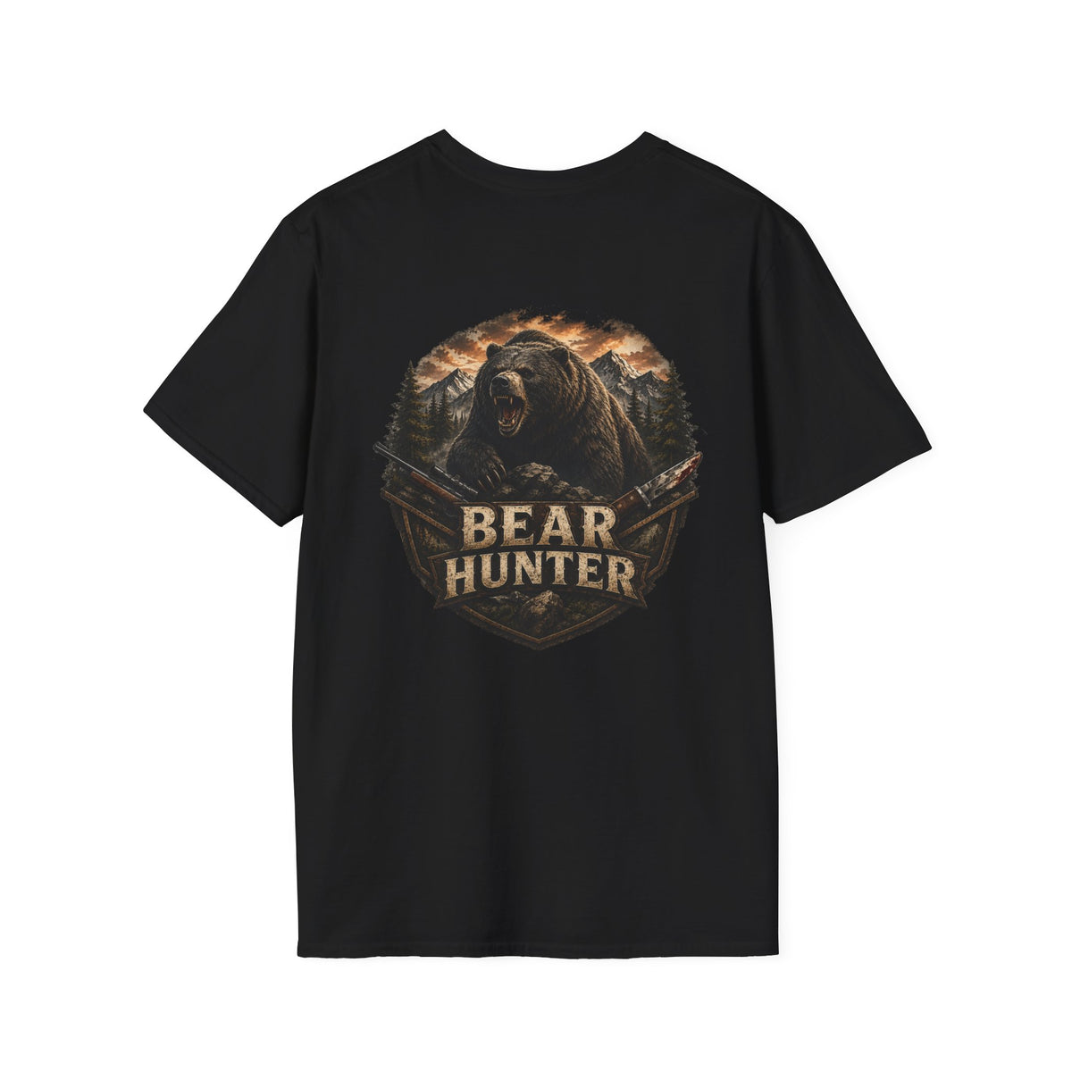 Bear hunter T‑Shirt — Retro Distressed Graphic Tee
