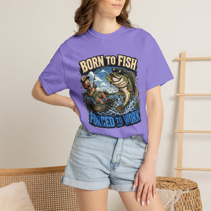 Born to Fish, Forced to Work T-Shirt — Funny Fishing Graphic Tee